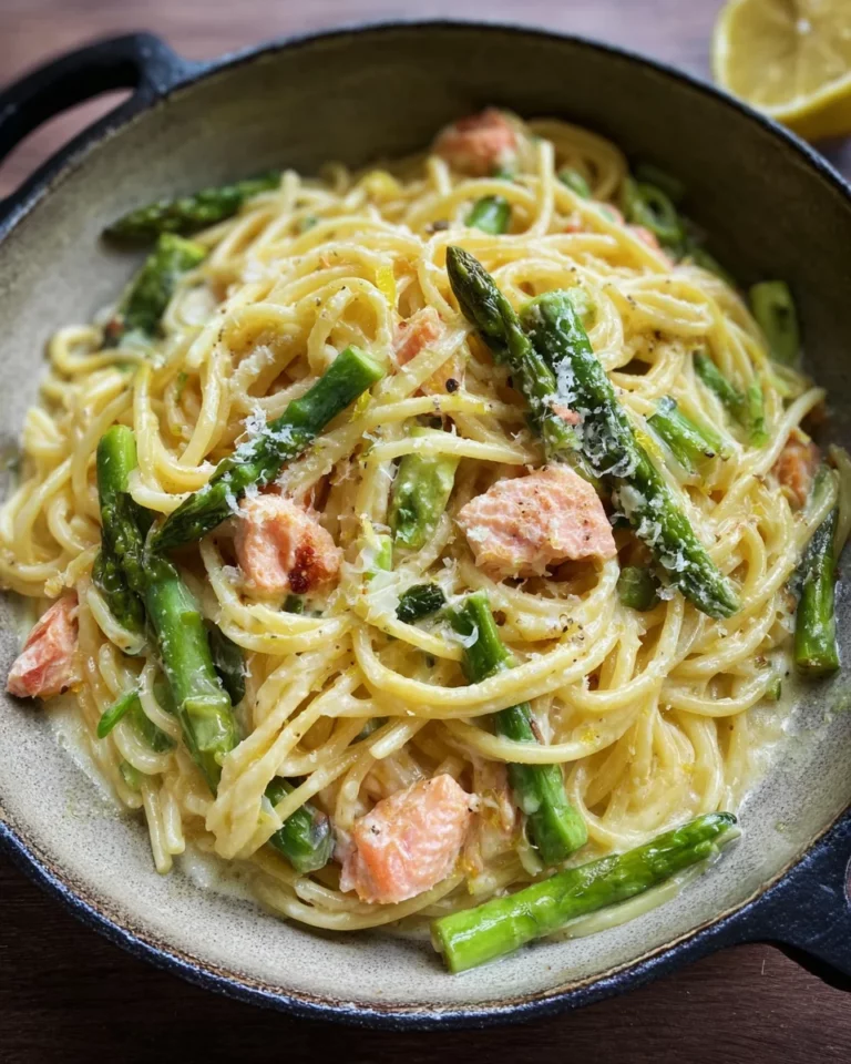 Spaghetti mit Lachs und Spargel