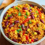 Vegane Mexikanische Reispfanne mit Bohnen & Mais