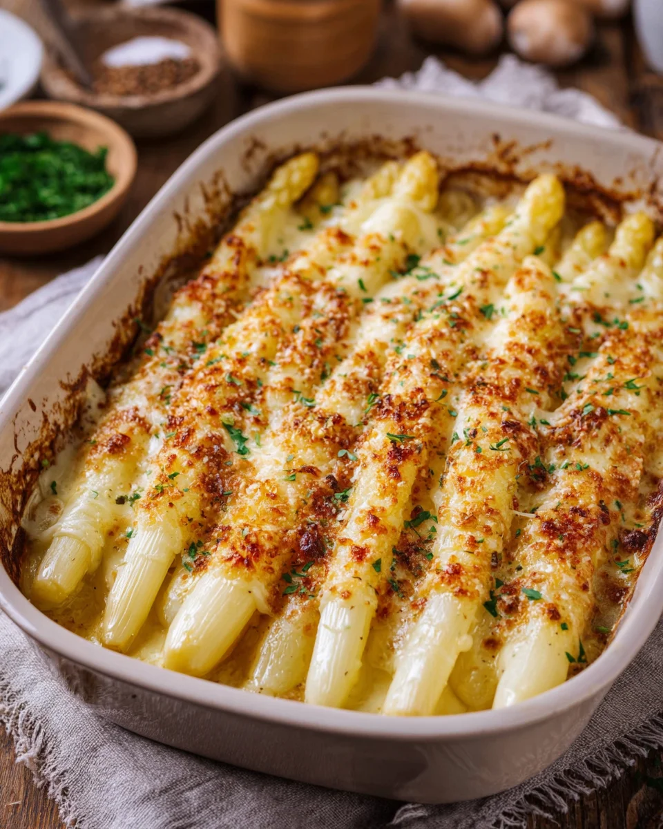 Weißer Spargel im Ofen mit Käse – einfach & überbacken image 2